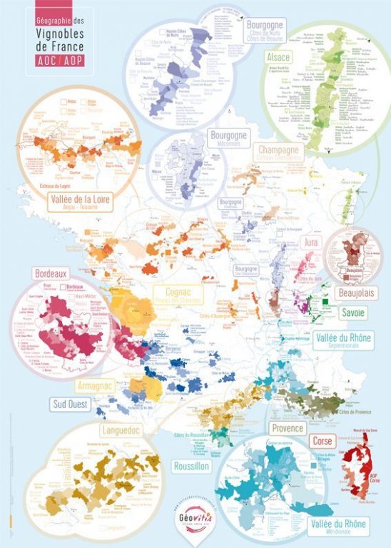 Les cartes des Vins en France 