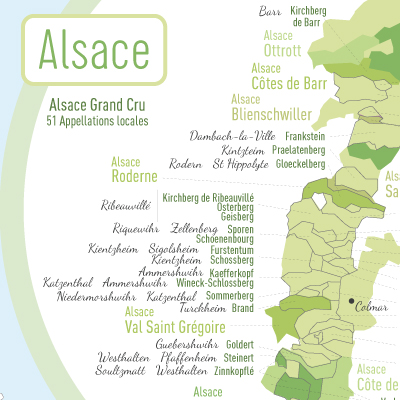 Carte des vins de France et leurs cépages AOC/AOP Les Stations Pétillante  50x70 : : Epicerie