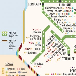 zoom carte des stations AOP cépages bordeaux, toulouse, libourne