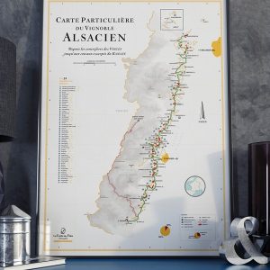 Carte particulière du vignoble alsacien, carte des vins