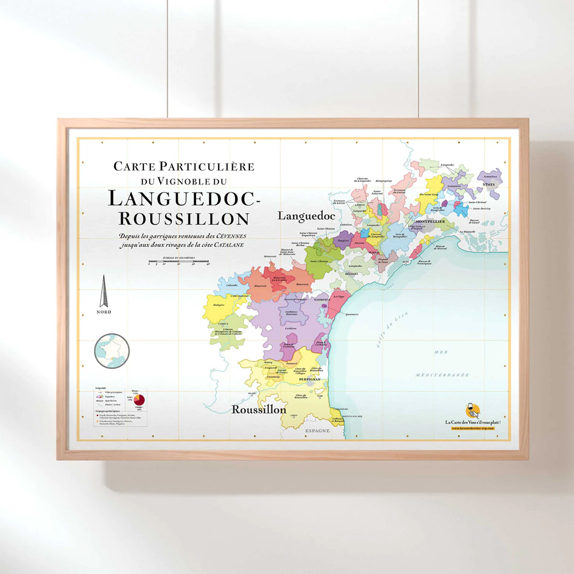 carte particulière du vignoble du languedoc-roussillon, carte des vins