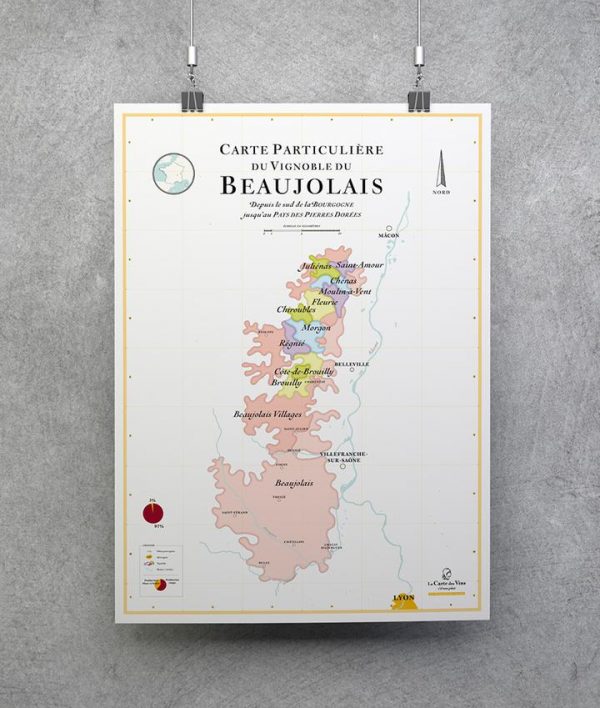carte particulière du vignoble du beaujolais, carte des vins