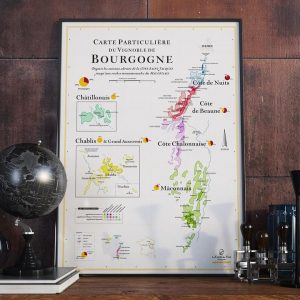 carte particulière du vignoble de bourgogne, carte des vins