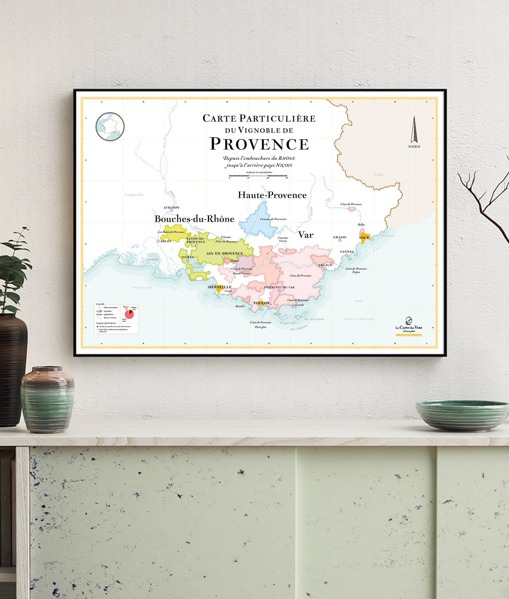 Carte du vignoble de provence, carte des vins