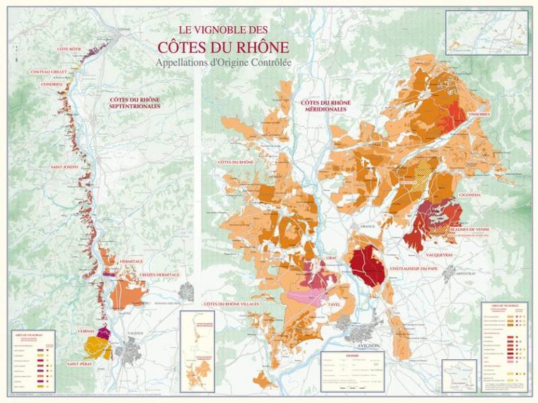 Carte des vins du Rhône 88×66 Carte des vins du Rhône 88×66