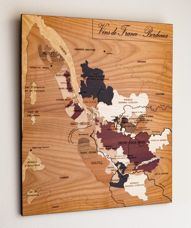 Carte des vins en bois Bordeaux
