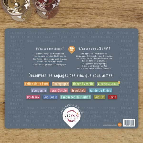 Set de table Les Stations Geovitis Cépages Verso