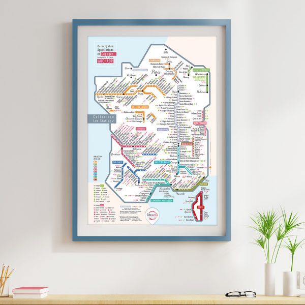 Carte de France Les Stations Pétillante 50x70