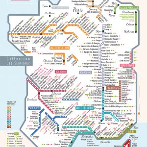 Affiche Carte de France des vignobles Les Stations Pétillante Géovitis 50x70