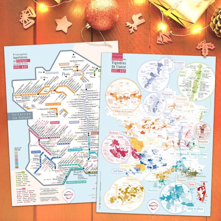 Offre Noël 2 Cartes Pétillantes Les STATIONS et Géographique 50x70