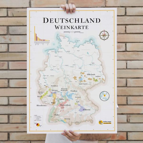 Carte vins Allemagne Deutschland 50x70
