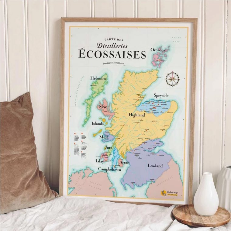 Poster des Distillerie écossaises - Whisky Ecosse 50x70