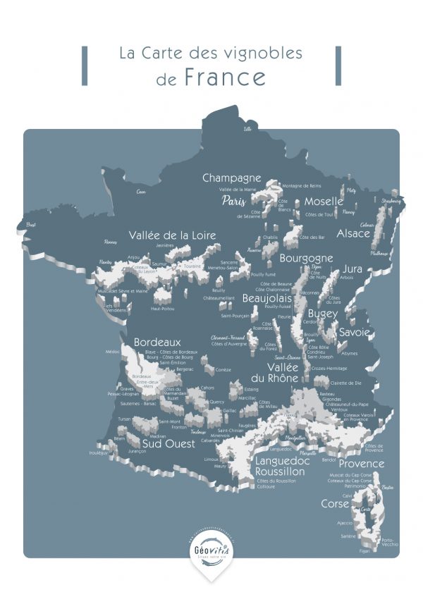Carte France Vins GEOVITIS DECOUVERTE Surprenante 50x70