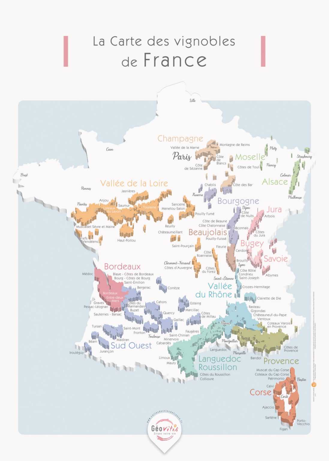 Carte France Vins GEOVITIS DECOUVERTE Apaisante 50x70