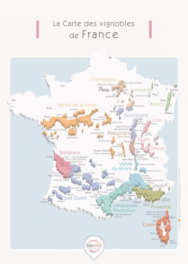 Carte France Vins GEOVITIS DECOUVERTE Apaisante 50x70