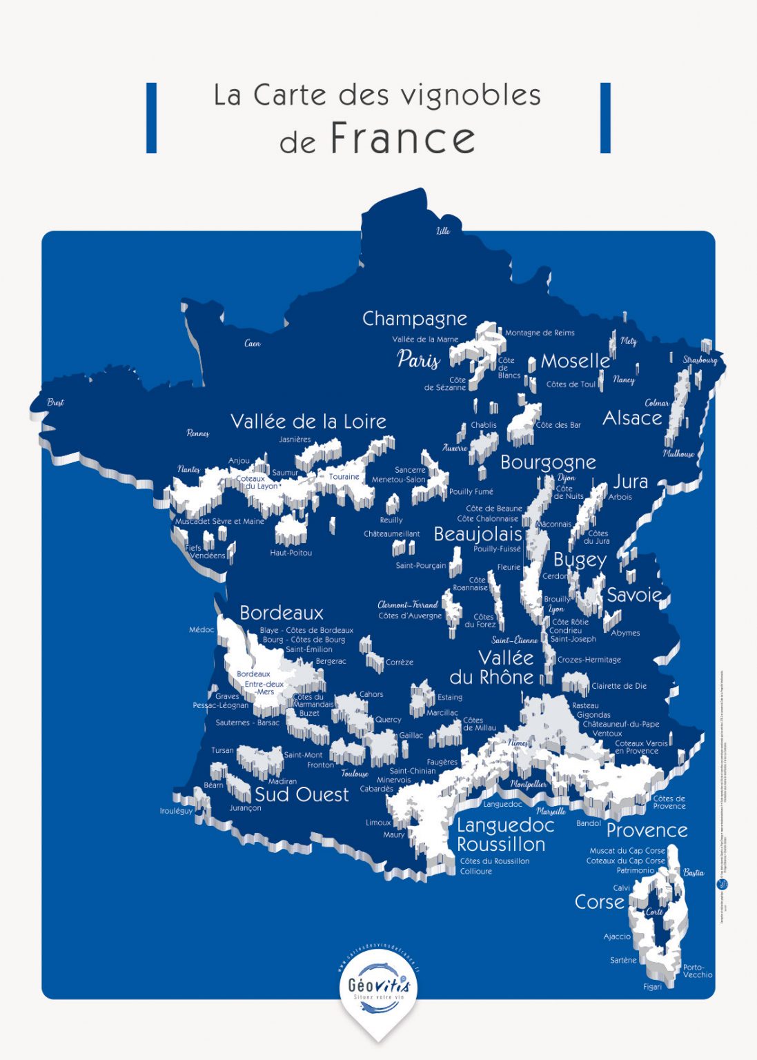 Carte à Gratter Régions de France 70cm Bleu