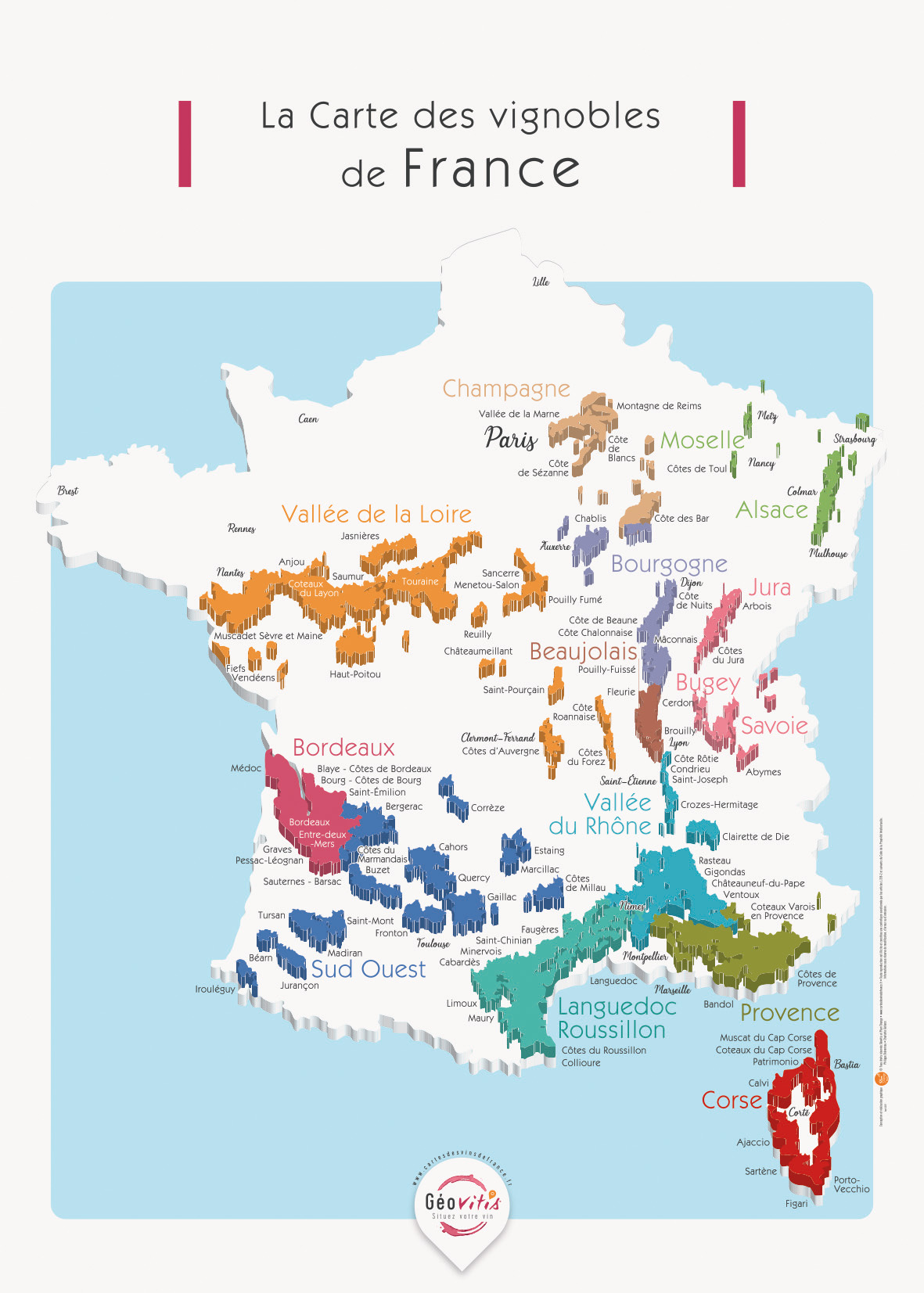 La carte des vignobles de France Découverte Pétillante 50x70 - Cartes des  vins de France