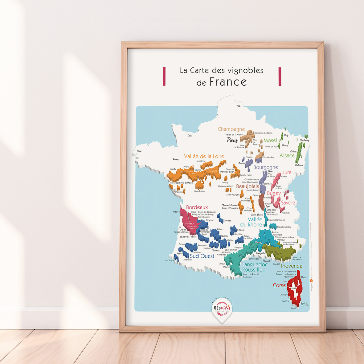 La carte des vignobles de France Découverte Pétillante 50x70