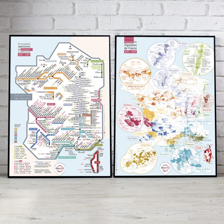 Offre Duo 2 Cartes Pétillantes Les STATIONS et Géographique 50x70