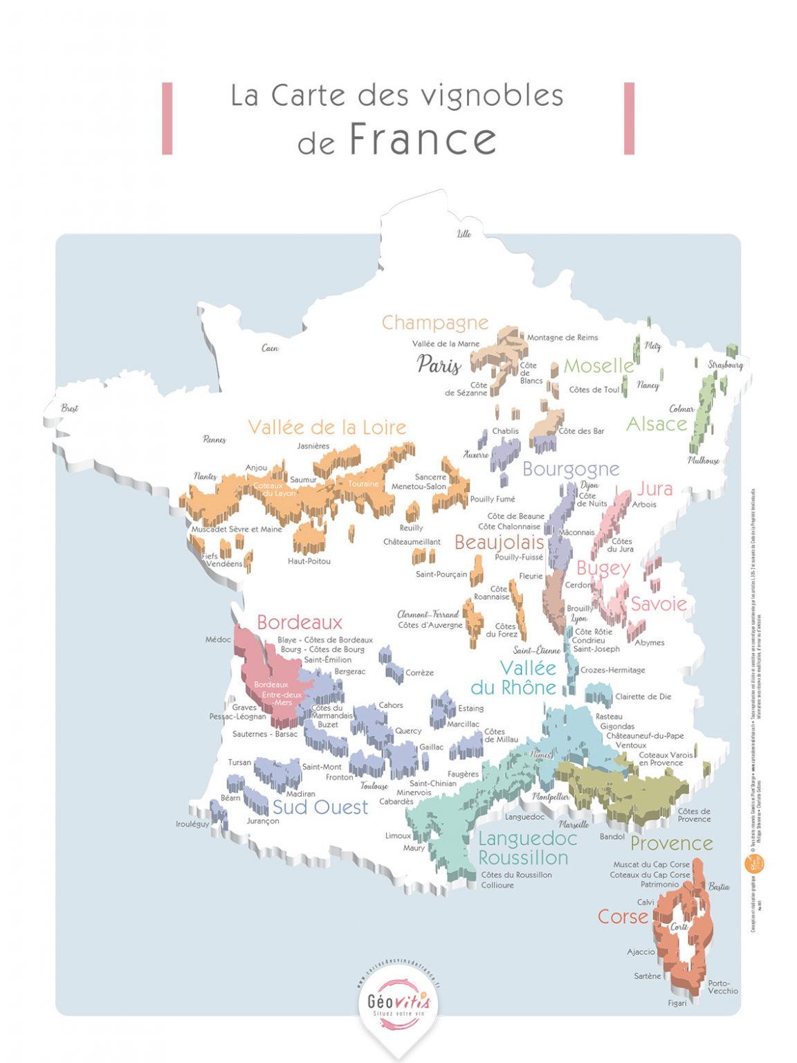 Carte France Vins GEOVITIS DECOUVERTE Apaisante 30x40