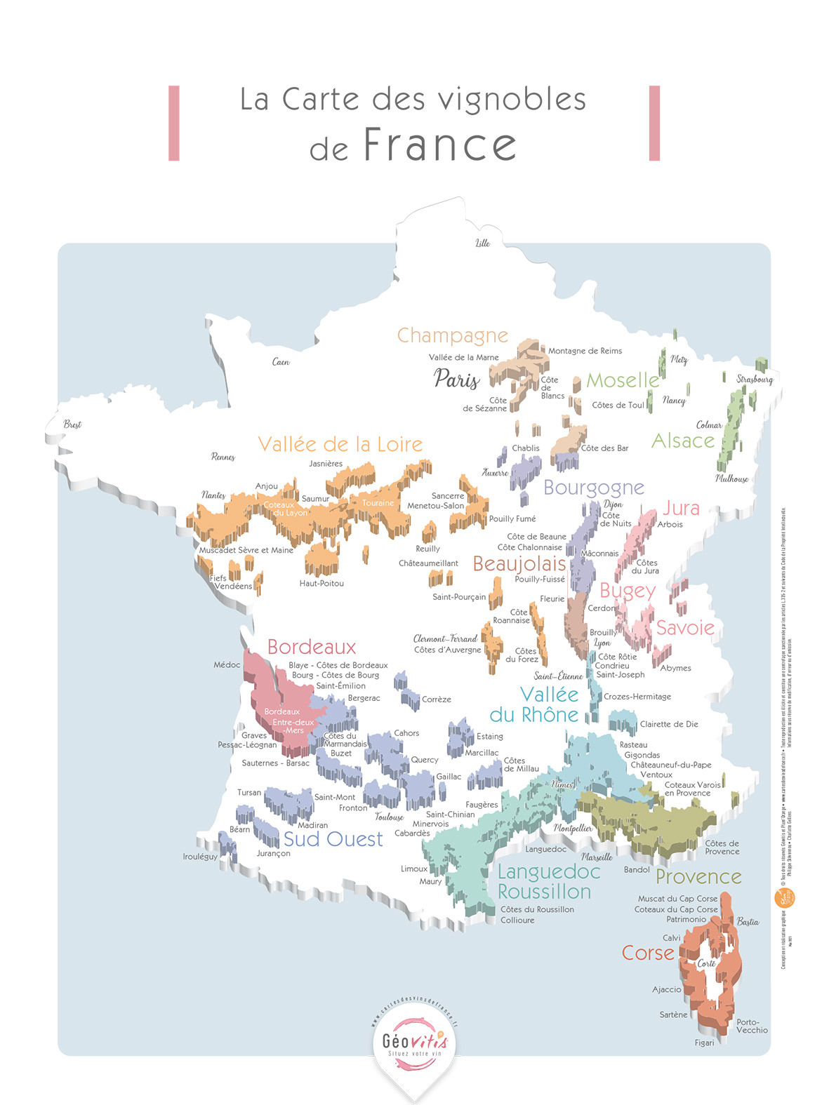 CARTE DES VINS DE FRANCE - PLASTIFIÉE - Nos produits - Aux Quatre Points  Cardinaux