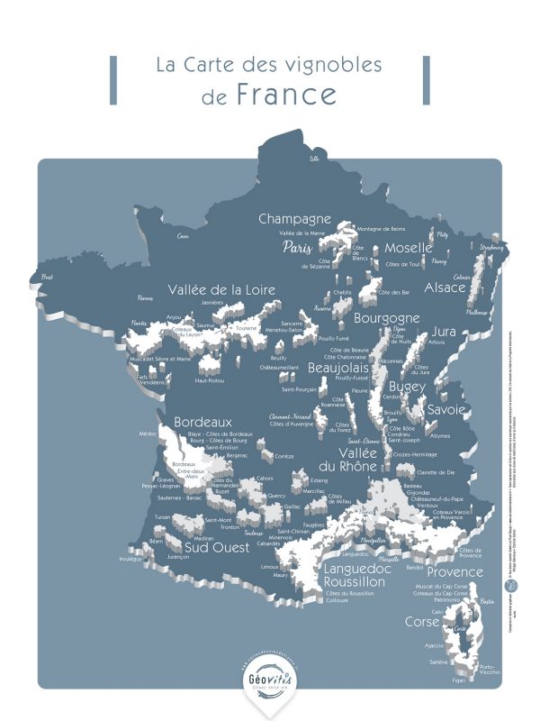 Carte France Vins GEOVITIS DECOUVERTE Surprenante 30x40