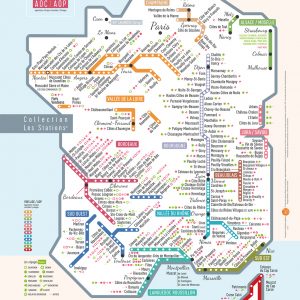 Carte de France des vins Les Stations AOP Pétillante Géovitis 30x40