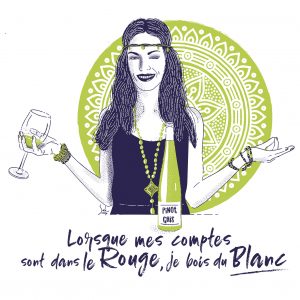 Affiche Vin Humour 30x30 Lorsque mes comptes sont dans le Rouge, je bois du Blanc