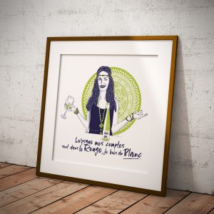 Affiche Vin Humour 30x30 Lorsque mes comptes sont dans le Rouge, je bois du Blanc