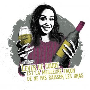 Affiche Vin Humour 30x30 Lever le coude est la meilleure façon de ne pas baisser les bras