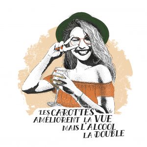 Affiche Vin Humour 30x30 Les carottes améliorent la vue mais l'alcool la double