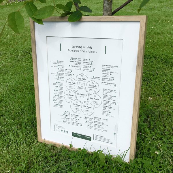 Affiche Les vrais accords Fromages et Vins blancs 30x40 CAPTIVANTE