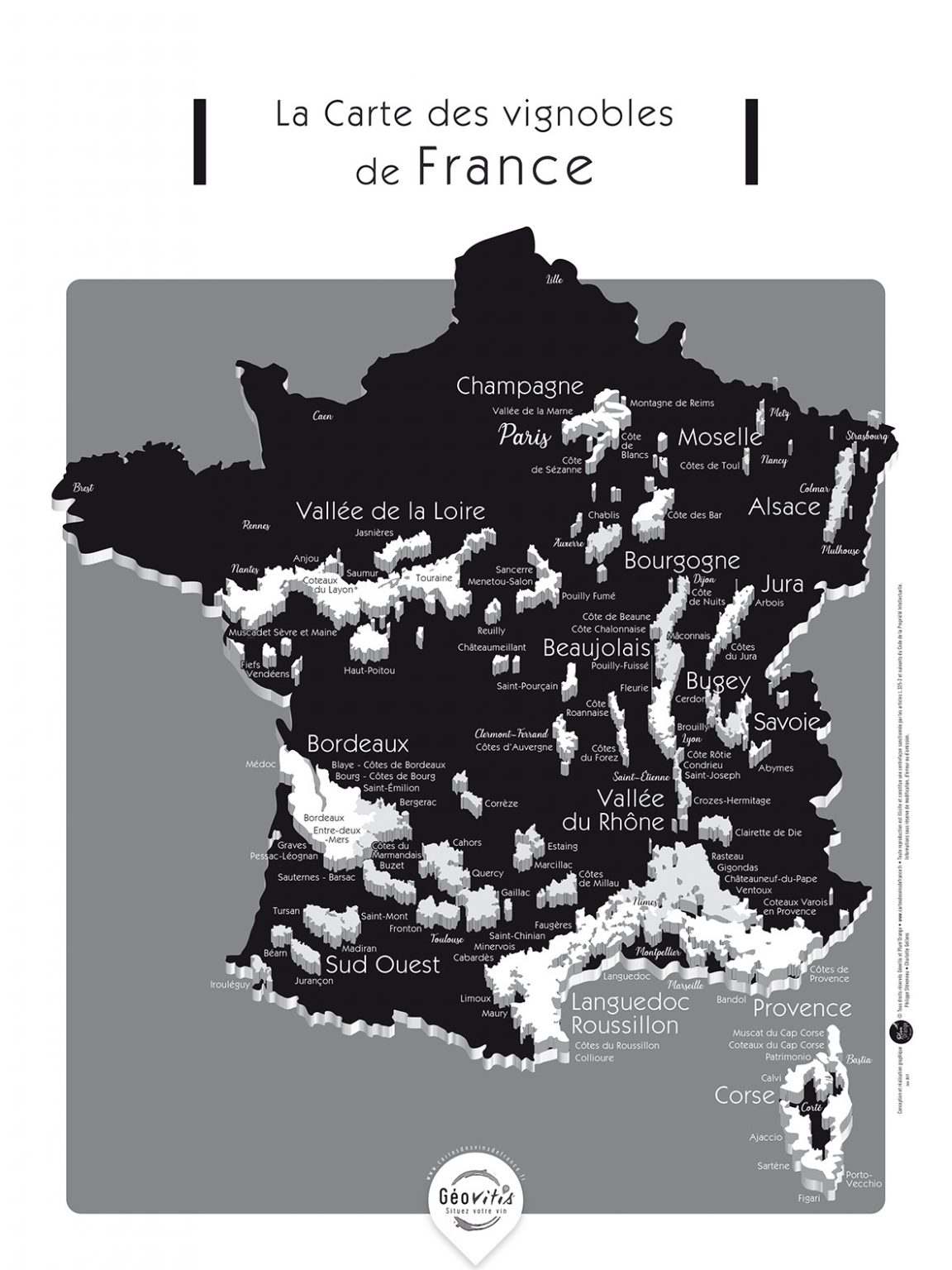 Carte France Vins GEOVITIS DECOUVERTE Séduisante 30x40