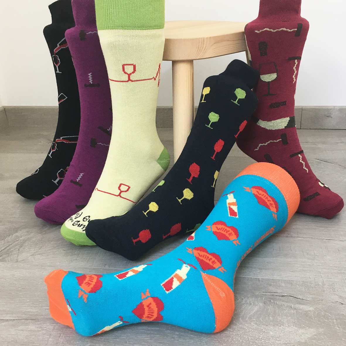 Collection de chaussettes thème vin Sommelier Socks