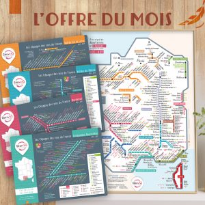 Offre du mois Carte Les Stations Pétillante 50x70 + 4 sets de table Géovitis Les Stations