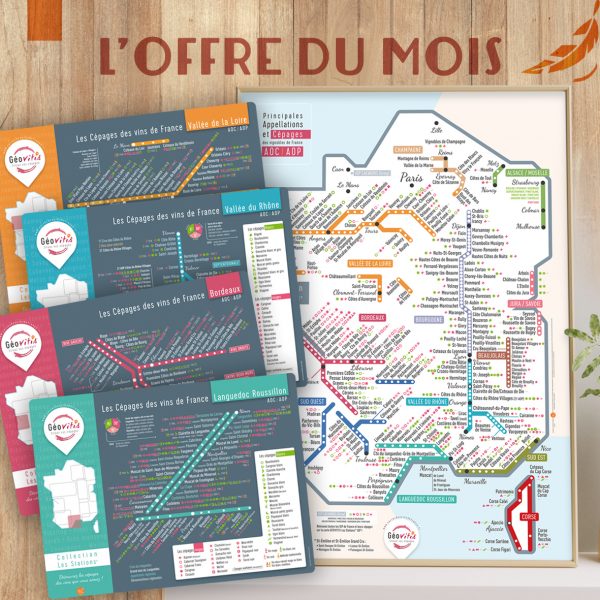 Offre du mois Carte Les Stations Pétillante 50x70 + 4 sets de table Géovitis Les Stations
