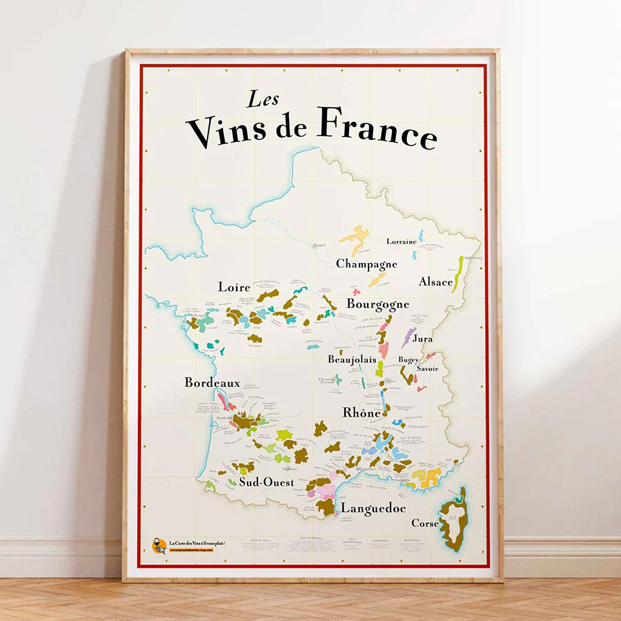 Carte des vins de France 50x70