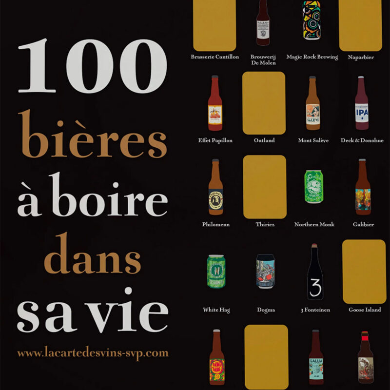 Affiche à gratter 50x70 100 bières à boire dans sa vie