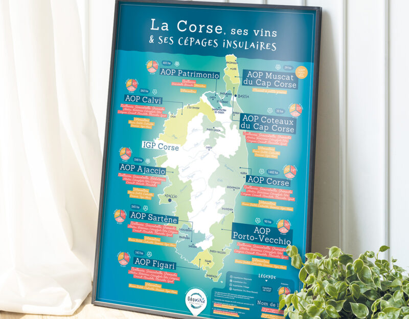 Carte de Corse, les vins corses, les cépages corses, et les cépages insulaires