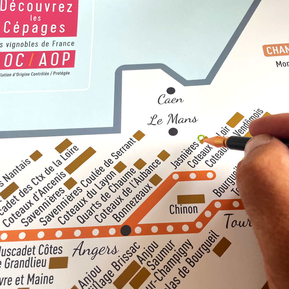 Carte à gratter des vins et des cépages de France Les Stations