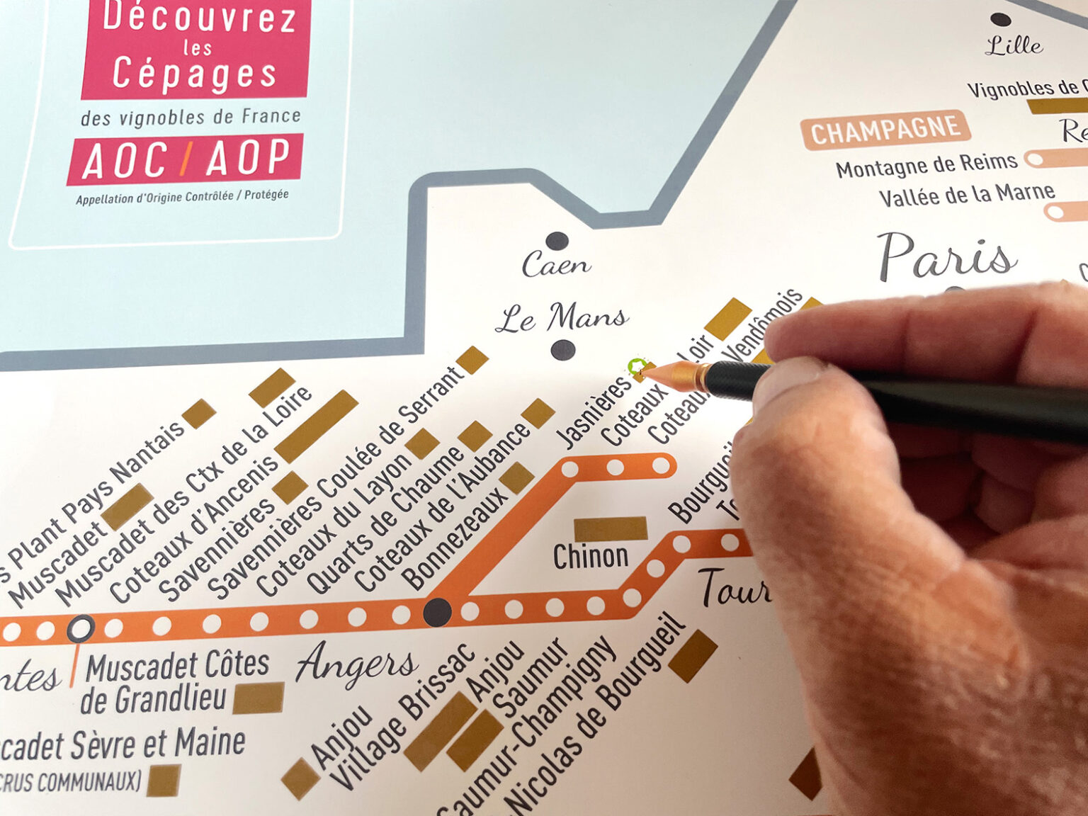 Carte Des Vins De France Géovitis - AOC/AOP Version Pétillante - Format 50x70 Cm