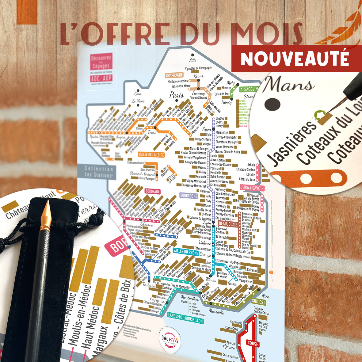 OFFRE DU MOIS Carte des vins de France LES STATIONS à gratter 50x70